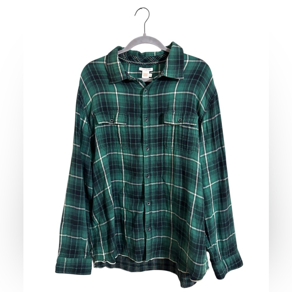 Carbon 2 Cobalt Green Plaid Flannel Button‎ Up Shirt XL